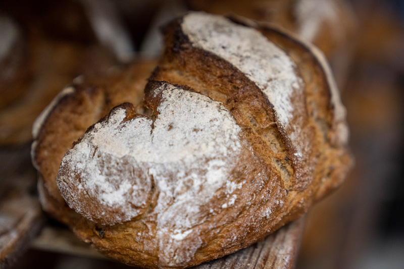 Rustikaler Brotlaib mit kräftiger, bemehlter Kruste